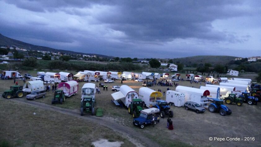 Las Carretas De La Hermandad Del Rocío De Granada En Una Explanada Junto Al Río Genil. JosÉ Conde.