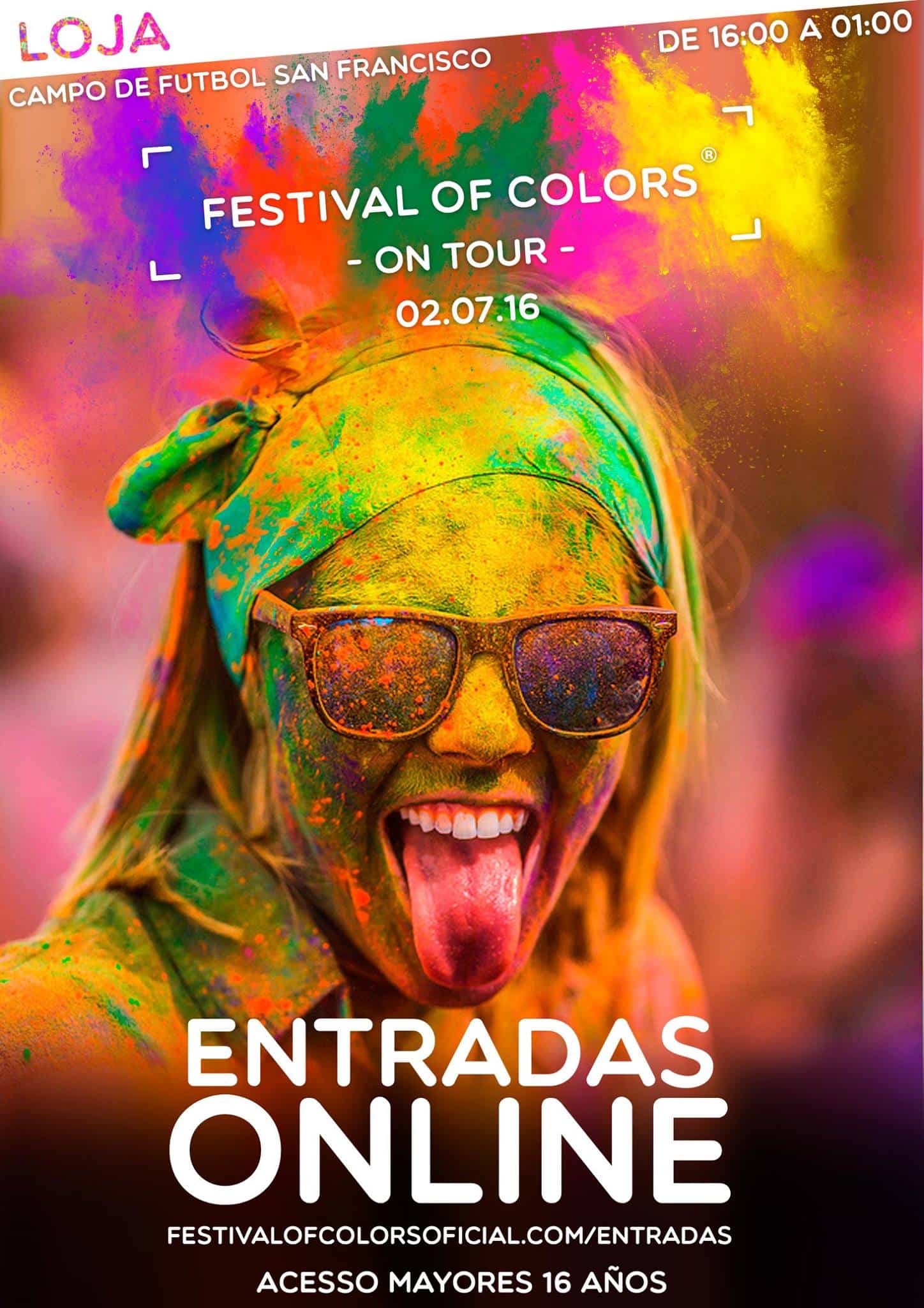 Cartel Anunciador De La Fiesta De Los Colores Que Se Celebrará En Loja A Primeros De Julio.