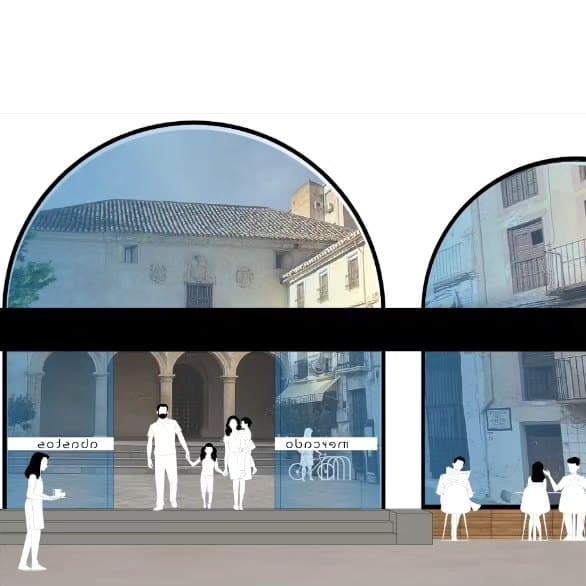 La fachada se ha proyectado en forma de arcos y la entrada principal será por la plaza de El Pósito. FOTO: AYUNTAMIENTO DE LOJA