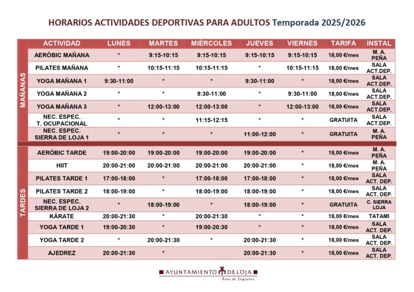 Horarios Adultos