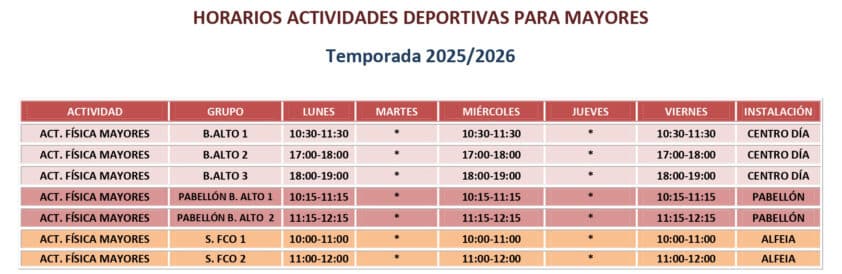 Horarios Mayores