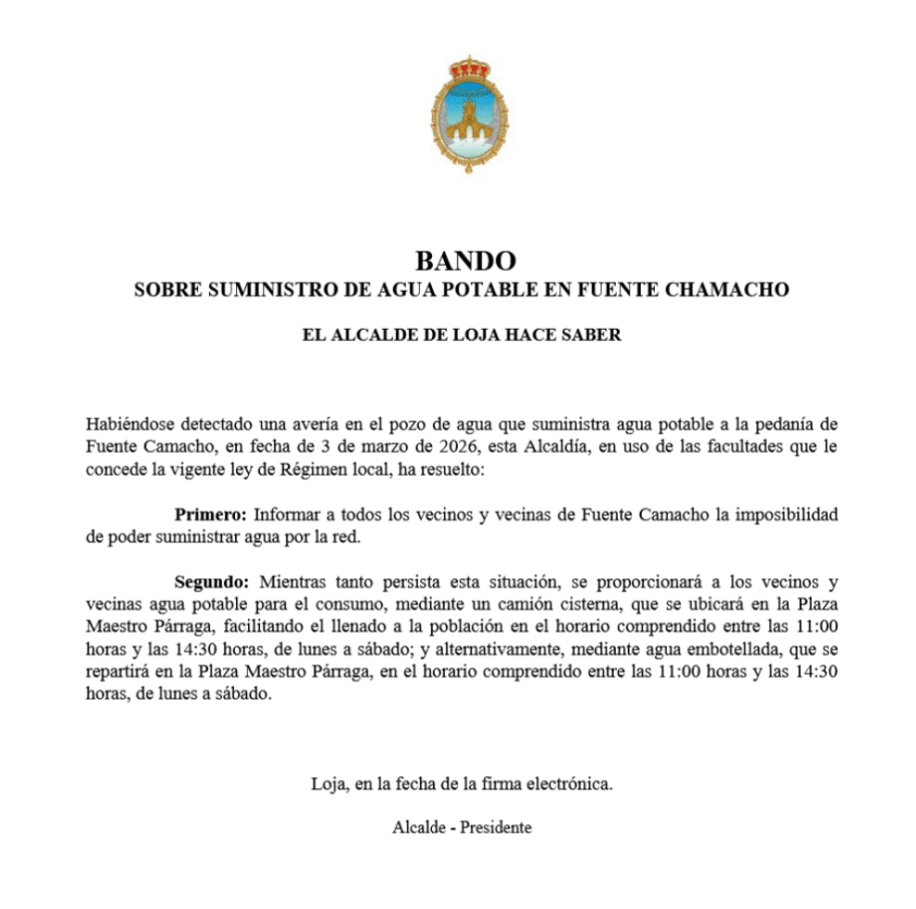 Bando Avería Fuente Camacho