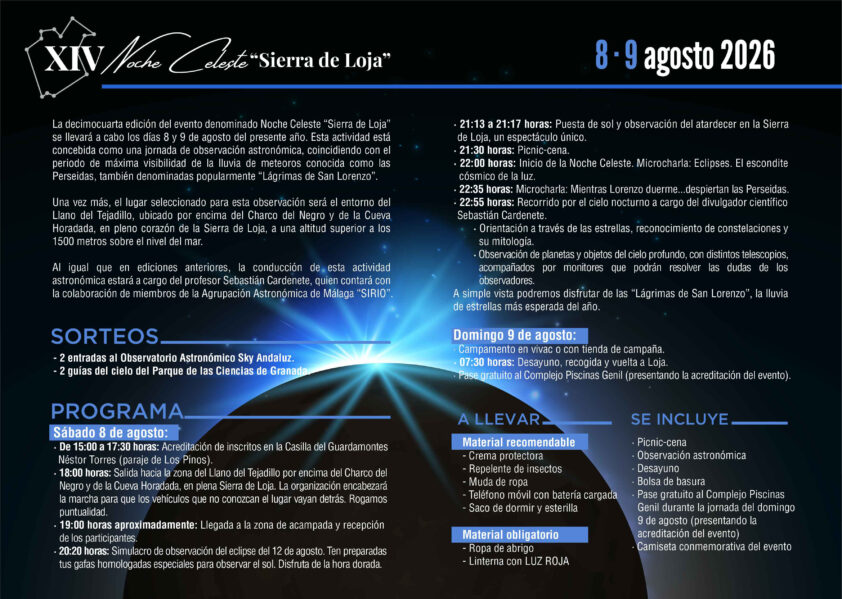 Programa Noche Celeste Loja 2026